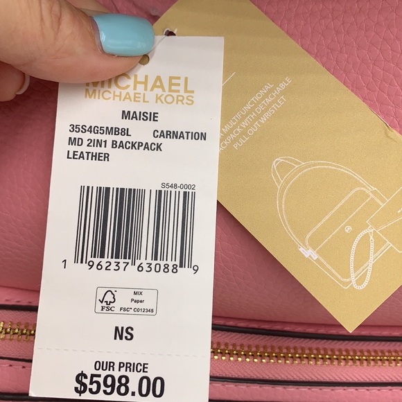 MICHAEL KORS Maisie Medium Pebbled Leather 2-in-1 Backpack Carnation NWT - Picture 16 of 16